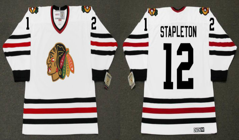 2019 Men Chicago Blackhawks 12 Stapleton white CCM NHL jerseys
